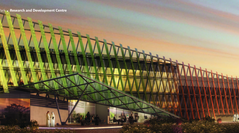 The R&D centre is a part of the Mohammed bin Rashid AL Maktoum Solar Park , the largest single-site solar park in the world based on the Independent Power Producer (IPP) model , The Centre focuses on four areas of research including producing electricity from solar power and other clean energy technologies; the integration of smart grids; energy efficiency, and water. The R&D Centre covers over 4,400 square metres. Building-Integrated Photovoltaic Panels (BIPV) are installed on outer walls of the Centre to produce electricity from clean solar power. It also includes various labs and workshops such as a solar-radiation simulation lab, electronics lab, mechanical lab and chemicals lab. It has outdoor testing facilities to study the performance and reliability of solar panels. The Centre includes a 3d printed lab, this is the first building in the UAE to be fully-printed onsite, and the first such 3D-printed laboratory building in the world.